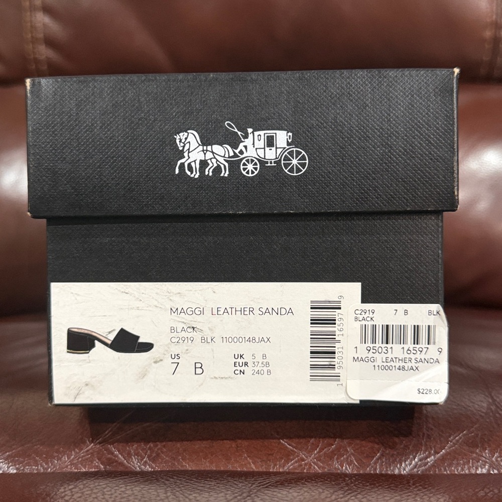🔥🔥🔥NEW Coach Maggi Black Leather Heels Sandals - Picture 3 of 9